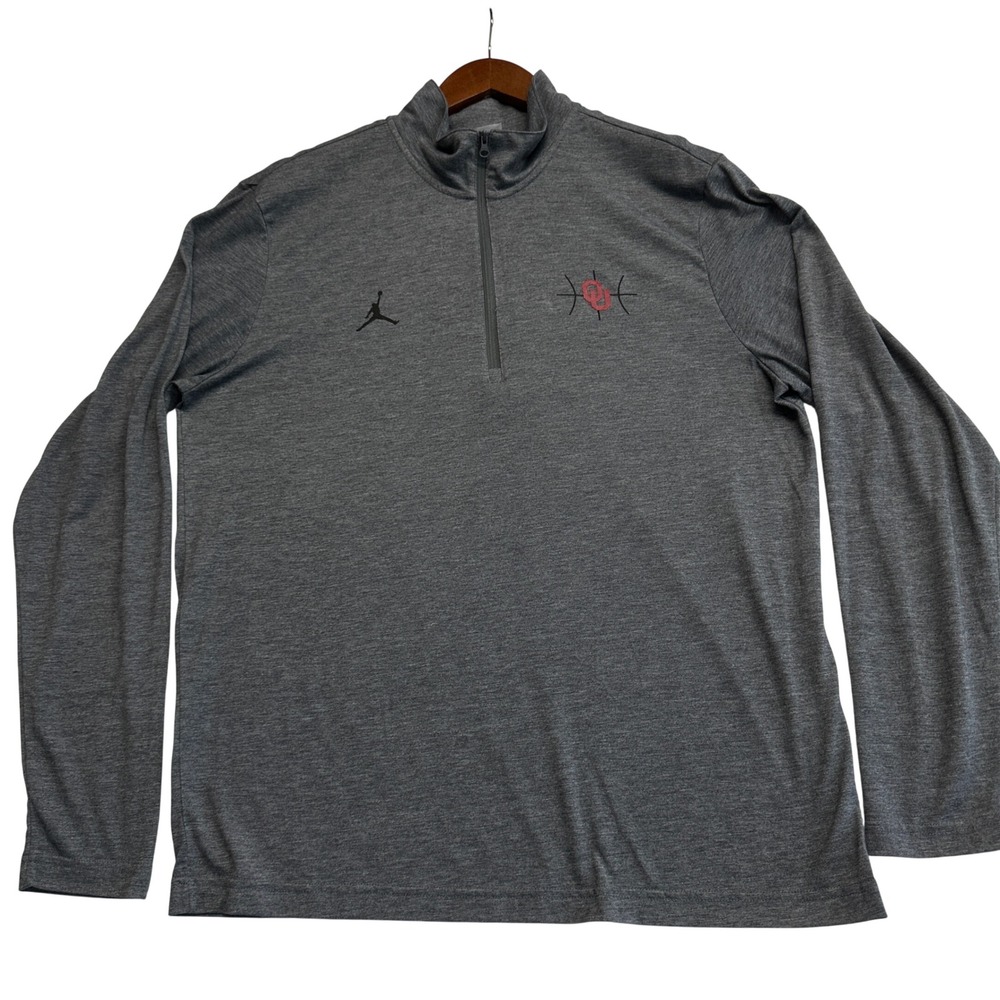Sport-Tek Oklahoma Sooners Basketball Quarter Zip Pullover Gray Mens Large